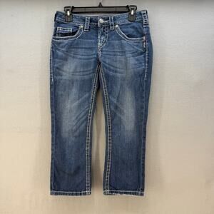 Silver Jean Capris Women's 26 (2) Blue Aiko Capri Summer Casual Preppy Normcore